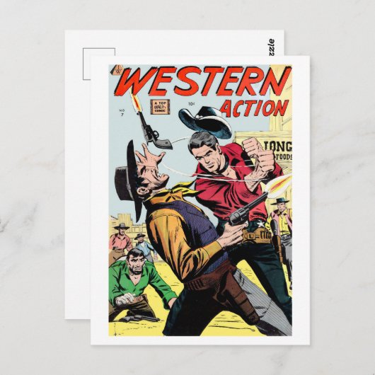 Comic für Vintage Western-Aktion Postkarte (Vorne/Hinten)