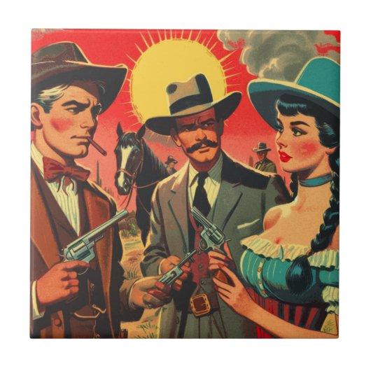 Comic für Vintage Western Fliese (Vorderseite)