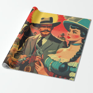 Comic für Vintage Western Geschenkpapier