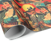 Comic für Vintage Western Geschenkpapier (Rolleneckpunkt)