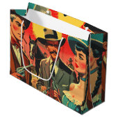 Comic für Vintage Western Große Geschenktüte (Vorderseite Schrägansicht)