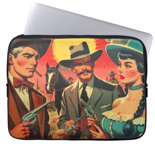 Comic für Vintage Western Laptopschutzhülle (Vorderseite)