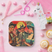 Comic für Vintage Western Pappteller (Party)