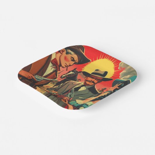 Comic für Vintage Western Pappteller (Gewinkelt)