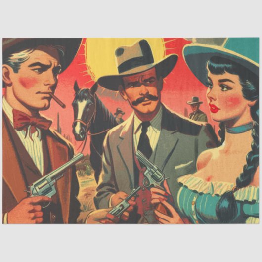 Comic für Vintage Western Seidenpapier (Vorderseite)