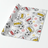 Comic Fußball-Tor-Muster – Retro-Sport Geschenkpapier (Ungerollt)