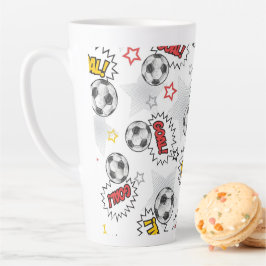 Comic Fußball-Tor-Muster – Retro-Sport Milchtasse