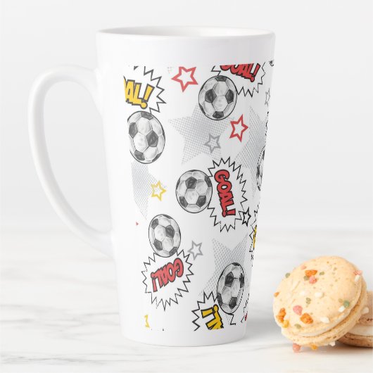 Comic Fußball-Tor-Muster – Retro-Sport Milchtasse (Beispiel)