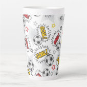 Comic Fußball-Tor-Muster – Retro-Sport Milchtasse (Vorderseite)