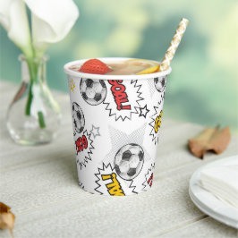 Comic Fußball-Tor-Muster – Retro-Sport Pappbecher