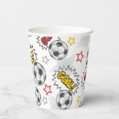 Comic Fußball-Tor-Muster – Retro-Sport Pappbecher (Rückseite)