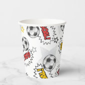 Comic Fußball-Tor-Muster – Retro-Sport Pappbecher (Vorderseite)