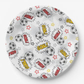 Comic Fußball-Tor-Muster – Retro-Sport Pappteller (Vorderseite)