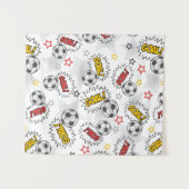 Comic Fußball-Tor-Muster – Retro-Sport Wandteppich (Vorderseite (Horizontal))