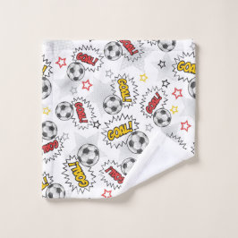 Comic Fußball-Tor-Muster – Retro-Sport Waschlappen