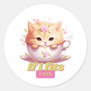 Comic Gifts for Cat Lovers Runder Aufkleber