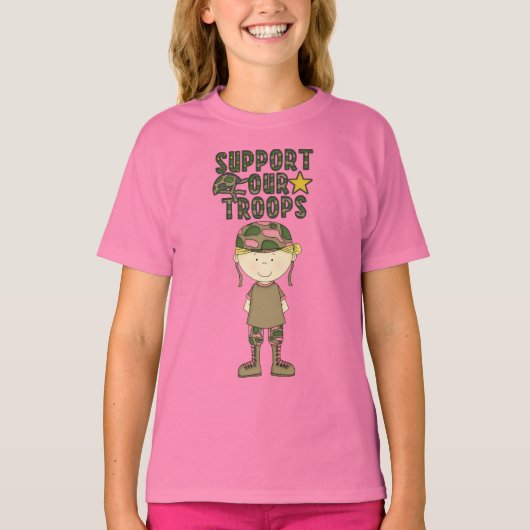 Comic Girl Camouflage Soldat Junge T - Shirt (Vorderseite)