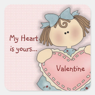 Comic Girl My Heart Valentine's Day Stickers
