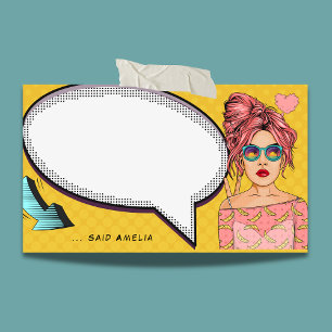 Comic Girl Pop Art Speech Bubble Fun Personalisier Post-it Klebezettel