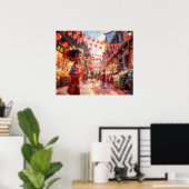 Comic Girl with Porcelain Bowl of Strawberries bei Poster (Heimbüro)