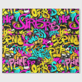 Comic Graffiti Pattern Geschenkpapier (Flach)
