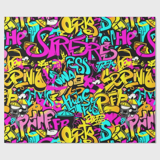Comic Graffiti Pattern Geschenkpapier (Flach)