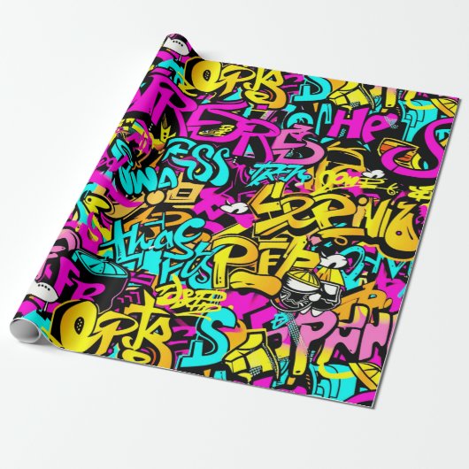 Comic Graffiti Pattern Geschenkpapier (Ungerollt)