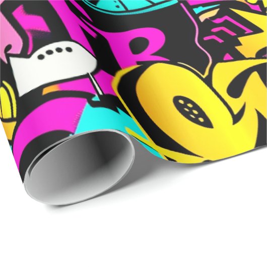 Comic Graffiti Pattern Geschenkpapier (Rolleneckpunkt)