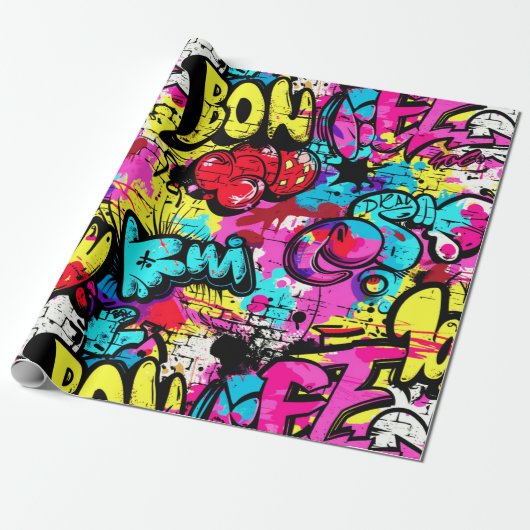 Comic Graffiti Pattern Geschenkpapier (Ungerollt)