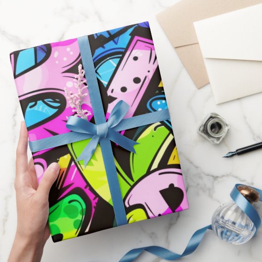 Comic Graffiti Pattern Geschenkpapier (Schenken)