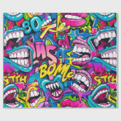 Comic Graffiti Pattern Geschenkpapier (Flach)