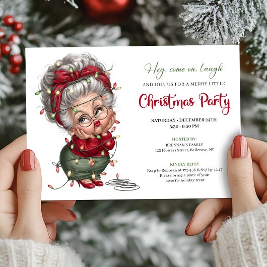Comic Grandma Festive Christmas Celebration Invite Einladung