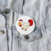Comic-Hahn Weiße Henne Button (Beispiel)