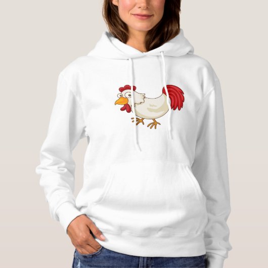 Comic-Hahn Weiße Henne Hoodie (Vorderseite)