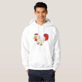 Comic-Hahn Weiße Henne Hoodie (Vorne ganz)