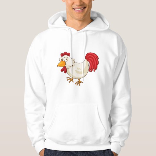 Comic-Hahn Weiße Henne Hoodie (Vorderseite)