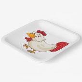 Comic Hahn Weiße Henne Pappteller (Gewinkelt)