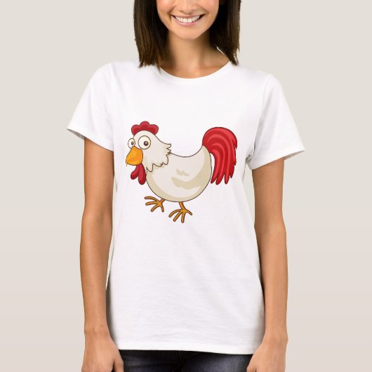 Comic Hahn Weiße Henne T-Shirt (Vorderseite)