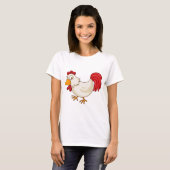 Comic Hahn Weiße Henne T-Shirt (Vorne ganz)