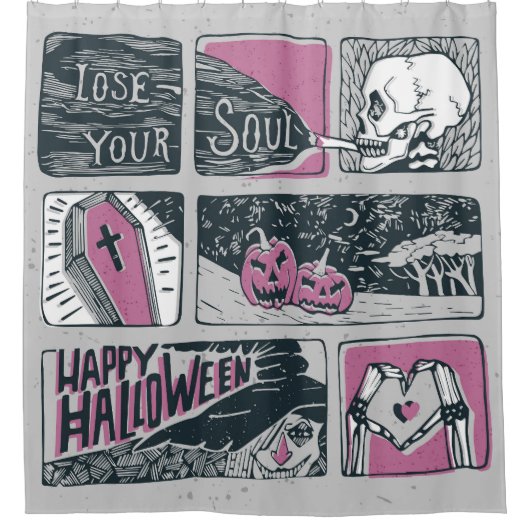 Comic Halloween: Spaß-Illustration Duschvorhang (Vorderseite)