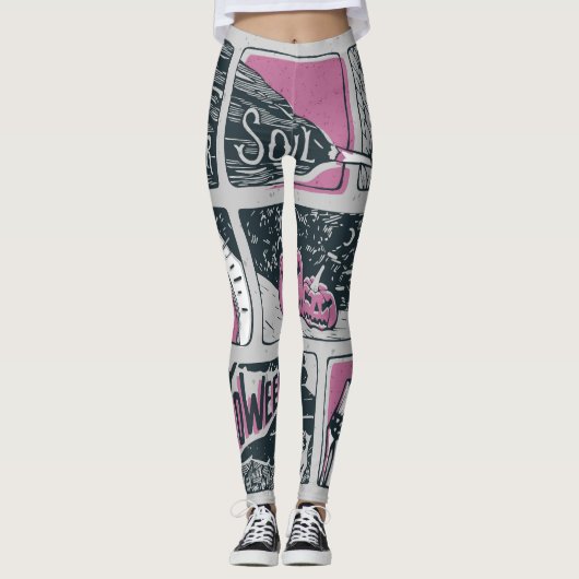 Comic Halloween: Spaß-Illustration Leggings (Vorderseite)