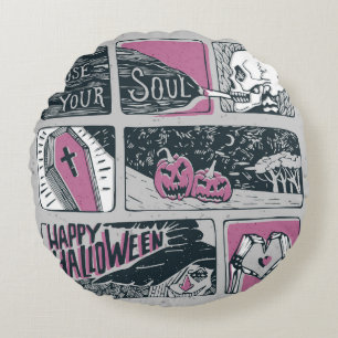 Comic Halloween: Spaß-Illustration Rundes Kissen