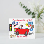 Comic hat den Fahrtest Personalisiert bestanden Postkarte (Stehend Vorderseite)