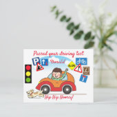 Comic hat den Fahrtest Personalisiert bestanden Postkarte (Stehend Vorderseite)