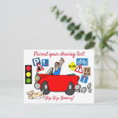 Comic hat die Postkarte für den Driving Test besta (Stehend Vorderseite)