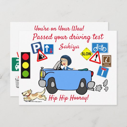 Comic hat Ihren Fahrtest Personalisiert Postca bes Postkarte (Vorne/Hinten)