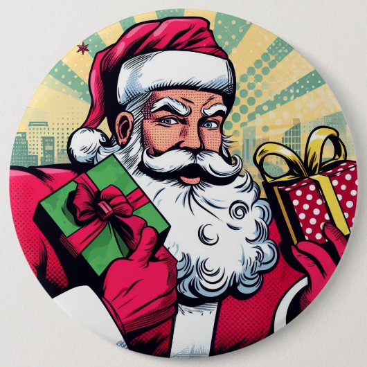 Comic-Heiliger-Nikolaus/Weihnachten Button (Vorderseite)