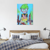 Comic-Held mit grünem Haar Leinwanddruck (Insitu (Schlafzimmer))