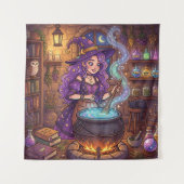 Comic-Hexe beim Liebestrank Wandteppich (Vorderseite)