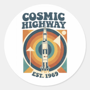 Comic Highway – Lustige Pop Art für Comic-Fans Runder Aufkleber